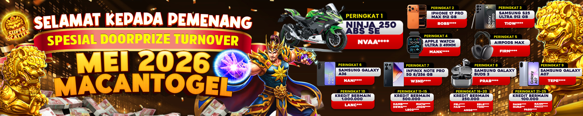 PEMENANG SPESIAL EVENT TURNAMENT TO MEI 2026