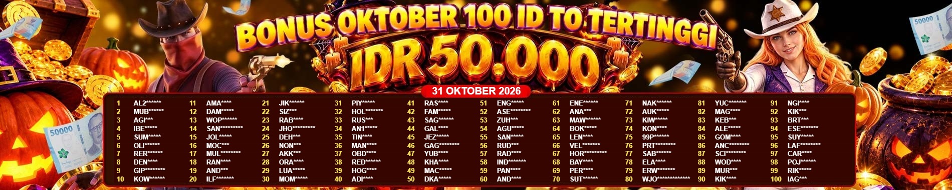 BONUS 100 TO TERTINGGI